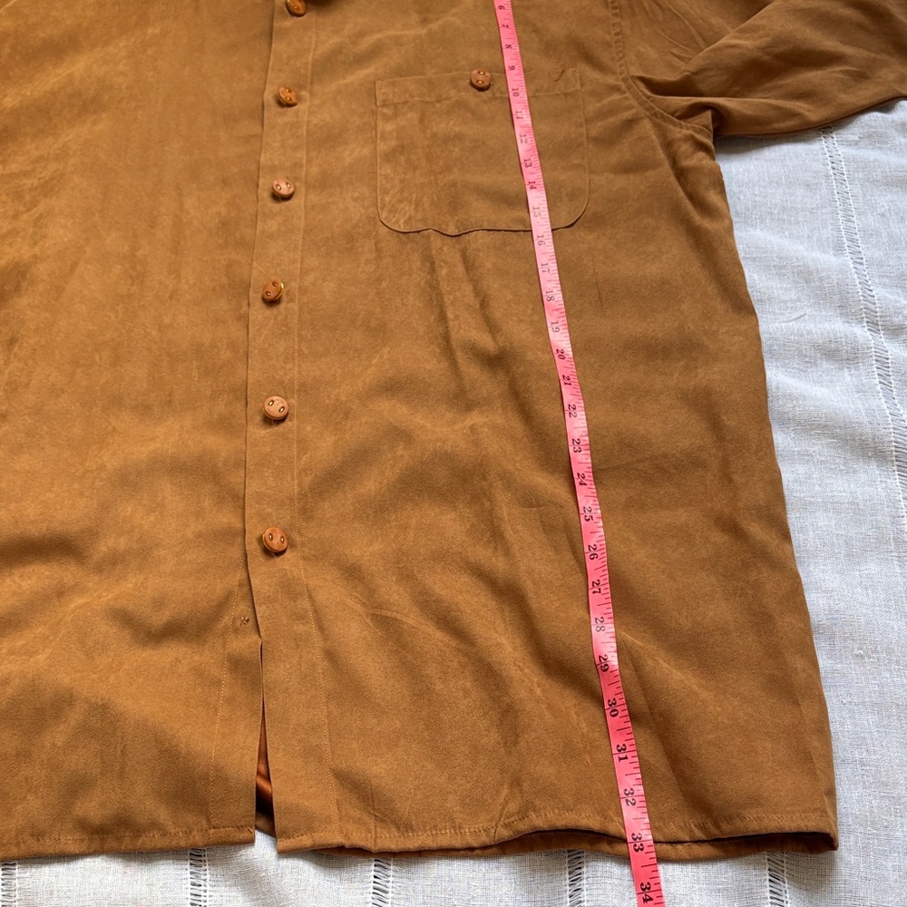 Trust USA Men’s Vintage Faux Suede Button Down - Picture 13 of 14
